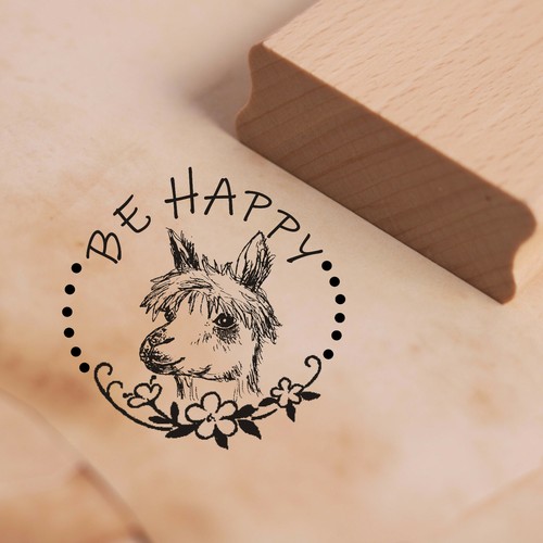 Stempel happy alpaka - be,